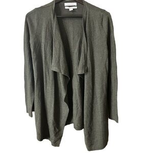 Ellen Tracy Women's Deep Green Merino Wool Open Front Cardigan Sz Medium